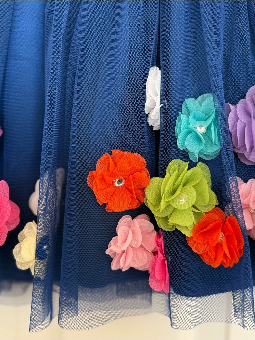 Girls The Children’s Place Navy Tulle Skirt w/ 3D Floral Appliqué Size 10 - Picture 8 of 9